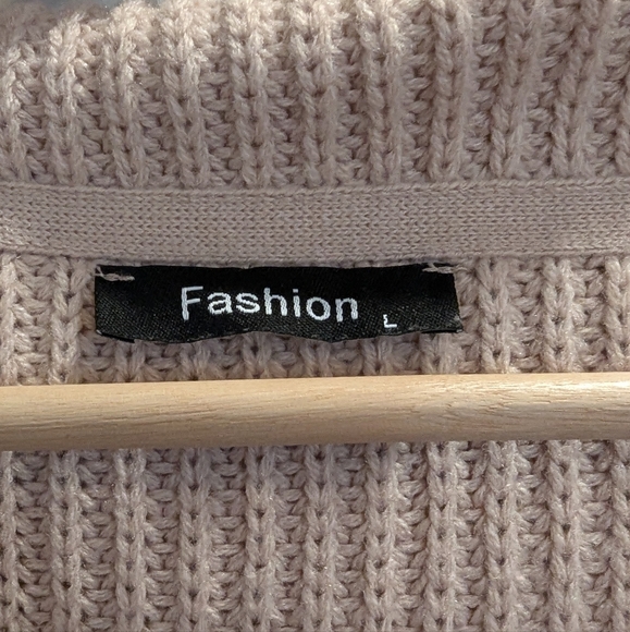 Open Front Oversized Pink Knit Cardigan - Picture 4 of 6